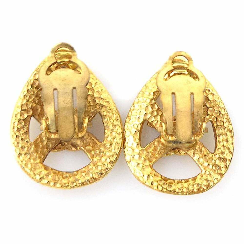 CHANEL Authentic Gold Logo Earrings - Picture 4 of 5